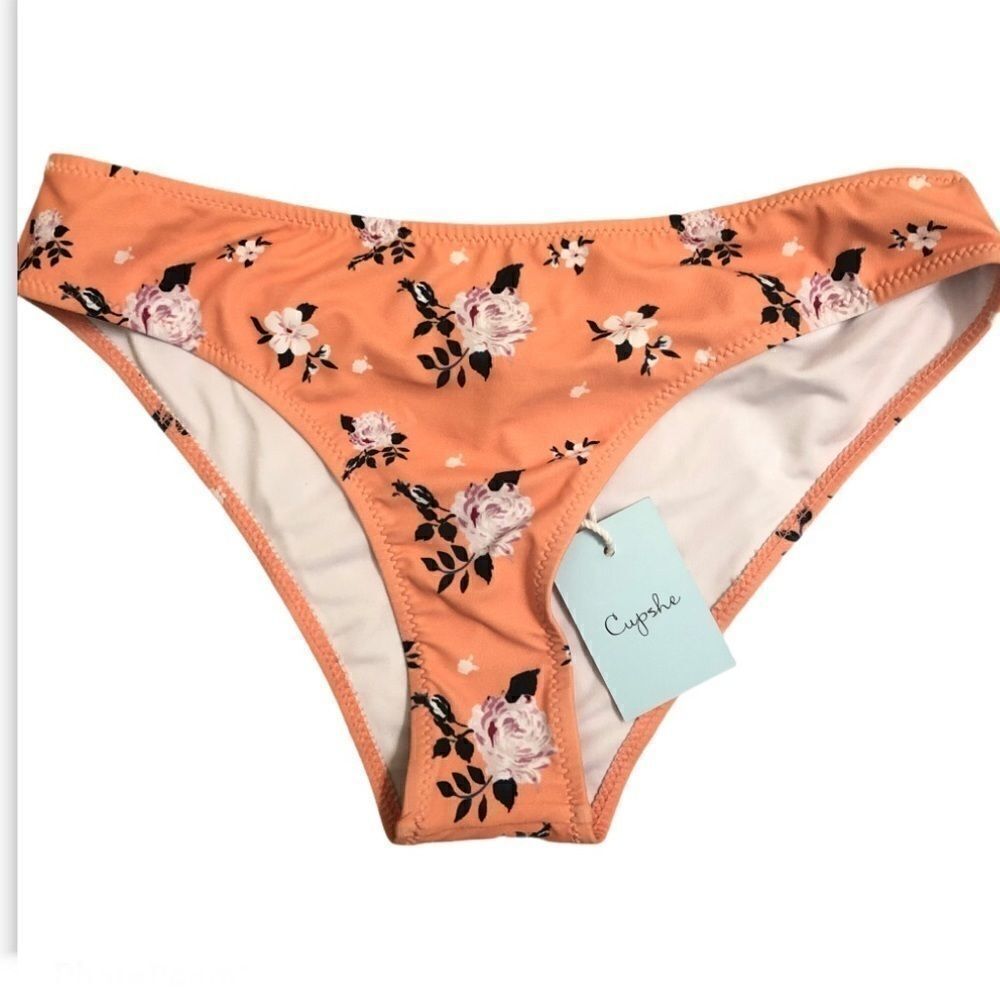 Cupshe Peach floral print pastel Bikini bottoms swimsuit bathing suit  -M 🍑